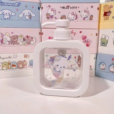 산리오 샴푸통 디스펜서 공병 욕실 1+1 캐릭터 다용도 디스펜서 키티 주방 바디워시, 1개, H. 물고기 꼬리 파차 300ml 로션병