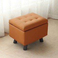 옷보관 의자 가정용 수납 낮은 정리함 가죽 상자 미니 스툴, D. 일반 버전 호박 오렌지 40cmL x 3, D. 일반 버전 호박 오렌지 40cmL x 3