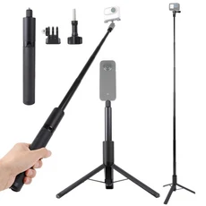 확장 가능한 검은색 셀카봉 삼각대 인스타 360 ONE X2 RS 고프로 히어로 9 8 7 5 맥스 DJI 액션 4 용 4, 01 Black