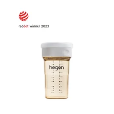 hegen 小獅樂飲杯 安全材質 易清洗 方圓造型, 240ml, 象牙白, 1個