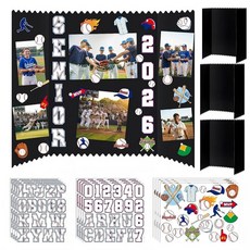 Tinlade 3세트 치어리더 시니어 나이트 장식 2026 사진 디스플레이 보드 61cm x 40.6cm(24인치 x 16인치) 3단 포스터 보드 치어리더 테마 스티커 포함, 야구