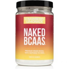 NAKED BCAAs Amino Acids Powder Only 1 Ingredient Pure 2:1:1 Formula Vegan Unflavored Branched C, Strawberry Lemonade, 1개