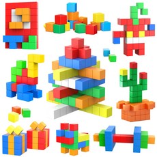 AOMIKS 자석블럭 30mm 마그네틱 큐브 블록 창의력 발달, 66개 세트