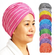 CN줄면모자 헤어캡 샤워캡[국내생산]고급 면 사우나 모자 줄무늬 회색 x 2개