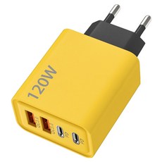 MMQ 120W 고속 충전 4포트 USB C타입 + A타입 듀얼 멀티 충전기, 1개, 옐로