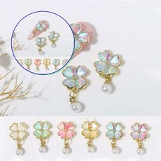 쌍문상회 셀프 장식 젤네일 재료 클로버파츠 6종 지르콘파츠 네일스톤 댕글댕글파츠 크로버네일 네일 명품네일파츠 네일파츠 파츠 클로버진주스톤 반짝이는 럭셔리파츠 세트 40872EA, KSTNP - 450