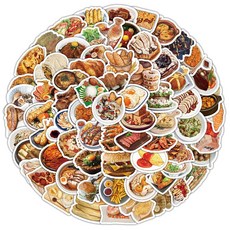 감성아트몰 캐리어 노트북 방수 감성 여행 스티커 세트, 푸드