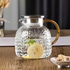 玻璃冷水壺 耐高溫大容量儲水壺, 1個, 麥穗壺1300ml