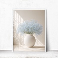 달항아리 그림 액자 한국적 인테리어 거실 액자, 메탈화이트