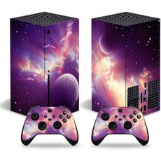 Xbox Series X용 스킨 스티커 콘솔 및 무선 컨트롤러와 호환되는 보호 커버 랩 비닐 데칼그레이, Purple, 1개