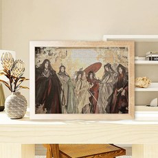 魔道祖師 新魔道祖師魏無羨藍忘機耽美少女創意禮物木質帶框拚圖高顔值擺件, 1個, 定製（請找客服發圖備註）,50片（10x15cm）含框迷你