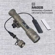 Airsoft SureFire 로고 M600 스카우트 손전등 LED Tatical 사냥 총 무기 라이트 듀얼 기능 압력 스위치, 12 M600B Button DE_01 CHINA, 1개, 10. DE M600B Right Set