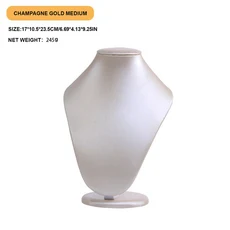 샴페인 골드 인조 가죽 보석 디스플레이 스탠드 28cm 최적 높이 안정적인 베이스 홀더 목걸이용 매장에 이상적, champagne M