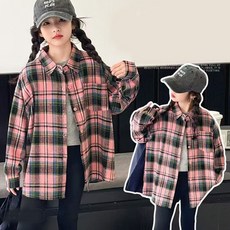 핑크블랙체크 남방