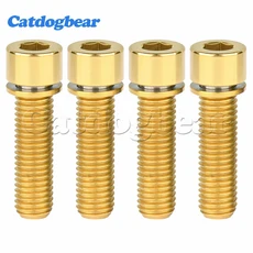 Catdogbear 4PCS M7 / M8x20 25mm 티타늄 볼트 육각형 소형 헤드 (자전거 BMX 스템 용 와셔 나사 포함), 01 20mm, 01 M8, 02 Gold