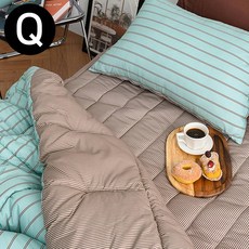구니스토어 차렵이불 패드세트 퀸 민트 침대패드 봄여름이불 베드스프레드