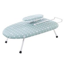 折疊燙衣板 迷你燙衣板 臺式燙衣板 家用折疊桌上型電熨斗熨燙墊板迷你燙台 桌面燙衣板, 幾何圖案綠色-送小燙袖+熨斗架, 幾何圖案綠色