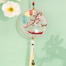 桃園出貨 祥龍玉兔靈狐系列平安符刺繡手工diy材料包自繡平安福雙面繡掛件初學者送男友禮物 針線活愛好製作材料包, 花影平安白色, 1個