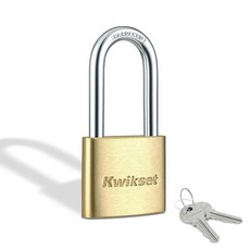 Kwikset 강화 스틸 섀클이 있는 황동 자물쇠 실내 실외 캐비닛 및 보관 잠금 장치 4.8cm(1-9/16인치) 바디 3.8cm(1-1/2인치) 걸쇠 2팩 유사 키, 1-1/2 " Shackle, 1