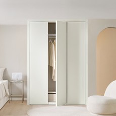 보루네오 네오 작은방 붙박이장 맞춤가구 여닫이 200cm, 크림화이트