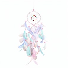 彩色羽毛捕夢網掛飾, 甜美 - 彩色 成品 - 不帶燈, 1件