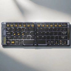 藍牙折疊鍵盤 臺灣出貨 便攜無線 商務辦公適用 手機筆記本平板通用 智能可充電透明鍵盤, *黑色兩折透明摺疊鍵盤*大字體#質保一年