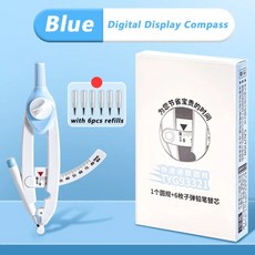 직경 디지털 디스플레이 나침반 눌러서 사용하는 스케일형 학생용 리필 원 그리기 도구, 1개, 1. Blue