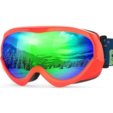 OutdoorMaster 아동용 스키 고글 남아 및 여아용 스노우 100% 자외선 차단 - VLT 10% 블랙 프레임 그레이 렌즈 172925, Vlt 18%