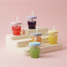 하이비 자기주도 흘림방지 양손빨대컵, 퍼플밀크, 1개, 200ml