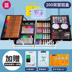 수채화 펜 세트 아이 브러쉬 수용성 컬러 연필 36 색 유치원 미술 학생 크레용 24 페인팅 도구 생일 새해 선물, 200개의 알루미늄 상자 - 푸른 하늘을 나는 말 +