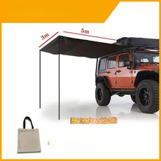 클립 차량 어닝 루프렉 고정 바 천막 사이드 캠핑, 1개, 분리형 블랙 캐노피 천 3mx5m