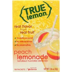 트루시트러스 True LEMON 온 레몬 레모네이드 스틱 팩 타먹는 음료 피치 10개 (1.06온스), True LEMON 온 레몬 레모네이드 스틱 팩, 타먹, 30g, 1개