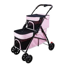 이단 개모차 강아지 소형견 개 유모차 냥모차 반려견 고양이, L. Bosimao.pink 하중 부담 위의 0kg 아