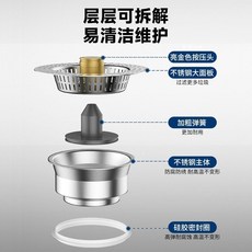 SUPOR 廚房水槽過濾網彈跳芯, 1個, 網孔水槽彈跳芯 自帶密封圈, N/A