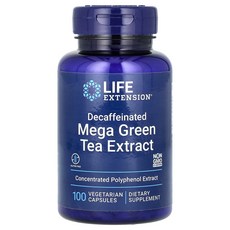 Life Extension 메가 녹차 추출물 디카페인 725mg 베지 캡슐 100정, LifeExtension메가녹차추출물디카페인725mg베, 1개
