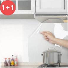 1+1 365마미 주방 타일 투명 시트지 접착식 오염 기름 때 방지 벽지 보호 필름, 1세트