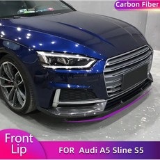 아우디 A5 S라인 S5 세단 스포트백 17-18 카본 파이버 프론트 범퍼 립 호환, FRP 글로스 블랙