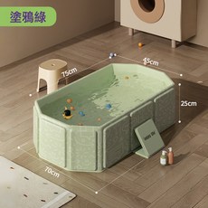 家用新款卡通小黄鸭折叠洗澡盆便携速开环保加厚大号保温婴儿浴盆, 1個, 板材-涂鸦绿婴儿浴盆:婴儿浴盆