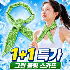 아이스 쿨링 쿨스카프 쿨 목도리, 그린, 2개