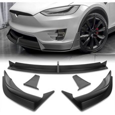 W파워 전면 범퍼 립 호환 가능 20162021 테슬라 모델 X 스포일러 에어 차입 바디 키트 스플리터 ABS 미도장 무광 검정, W파워, 전면 범퍼 립 호환 가능 20162021 테슬