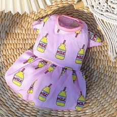 반려동물 과일 바나나 디자인 강아지 고양이 의류, XXL(가슴둘레 55CM 추천체중 6-8kg), 1개, 스커트 핑크 베이비 코스터 옐로우