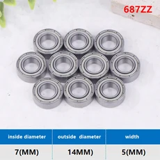 10Pcs 683 684 685 686 687 688 689 ZZ 2Z 소형 깊은 홈 볼 베어링 금속 차폐 소형 베어링 ID 3 4 5 6 7 8 9mm, [01] 687ZZ