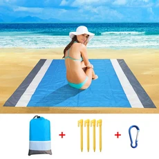 모래 방지 대형 비치 타올 매트 담요 포켓 피크닉 4 앵커 바람 200x210cm, [01] 200X140CM, 08 C-Green_01 200X140CM