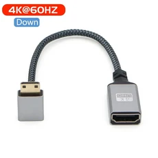 4K 미니 hdmi - HDMI 호환 암 엘보 짧은 케이블.HD 표준 비디오 변환 카메라 연결에 사용, 01 0.2m, 04 Down