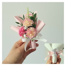 카네이션 납골당 미니꽃다발 조화 3컬러(큐방 양면테이프포함)추모 봉안당 조화, 1개, 진핑크