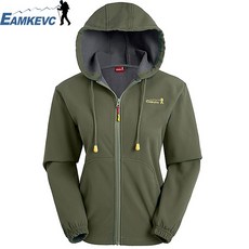 伊凱文戶外 EAMKEVC 連帽保暖軟殼外套 女 軍綠色