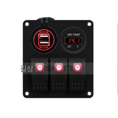 해양 자동차 해양 보트 전압 스위치 회로 기판 디스플레이, 3위 패널 C형 빨간불 11x9.8, 1개