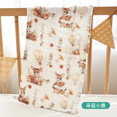 桃園出貨 口水巾 夏季薄款嬰兒三角巾 防水圍兜 嬰兒口水巾紗布毛巾兒童小方巾純棉 口水巾嬰兒全棉360吸水圍嘴非防水新, 採菇小鹿-童巾【25*50cm】, 1個