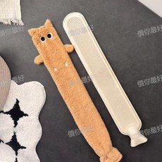 卡通長條熱水袋暖牀被窩注水大號灌水暖水袋防爆加長肚子神器女生, 1個, 橘貓毛套+ 75CM長條熱水袋內膽