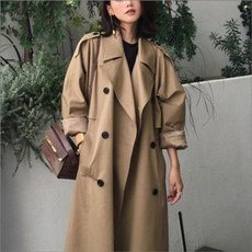 여성 루즈핏 트렌치코트 롱코트 봄 가을 베이직 롱자켓 1125607